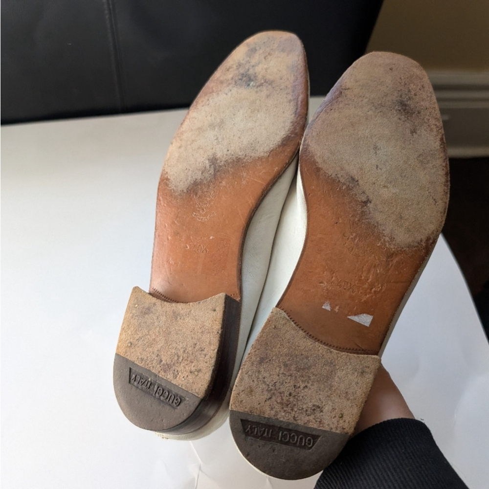 Gucci Vintage White Loafers with Red Accent Size 40.5 In VGUC - Picture 7 of 12